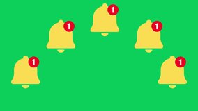 Bell Notification icon animation on green screen. Alarm symbol. Incoming message symbol. Bell for subscribe push chat New notification reminder. Golden bell shakes to alert you to an upcoming schedule - Powered by Shutterstock - Get 15% off with code: PIKWIZARD15