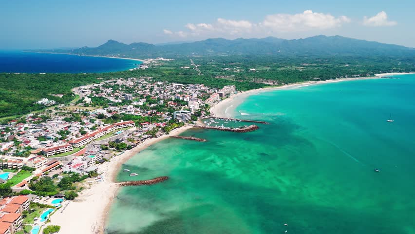 Drone Shot in Punta Mita, Nayarit. Mexico. Sayulita Beach in the Background