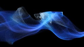 3d render video animation with surreal flow organic wave in smooth curve lines forms based on small dust sand particles spheres balls in glow azure blue white gradient color on a black background - Powered by Shutterstock - Get 15% off with code: PIKWIZARD15