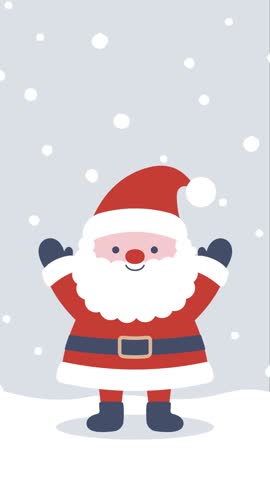 Animated Christmas vector background with Santa Claus in snow