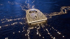 Digital security hologram of virtual lock icon on circuit board. Concept of finance data privacy and VPN service protection. Blockchain and secure crypto wallet background. Private cloud storage - Powered by Shutterstock - Get 15% off with code: PIKWIZARD15