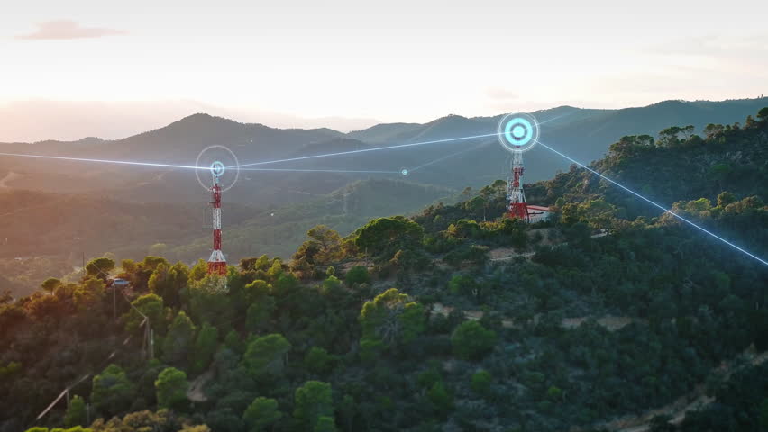 Telecommunication tower 5G 6G radio network smart antennas installed connected