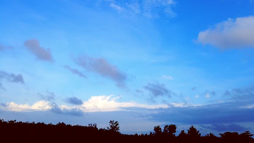 Dramatic cloud and forest movement in Hyper-lapse. White cloud in blue sky. HD