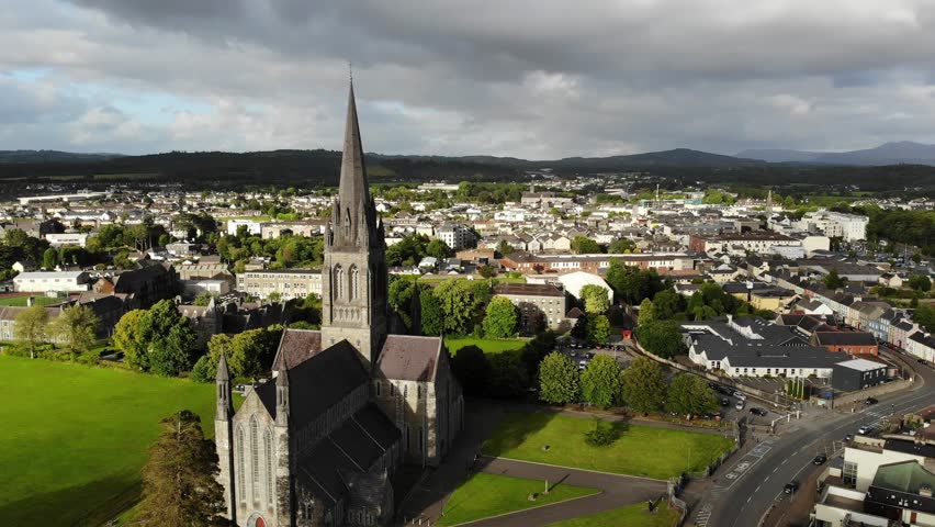 Killarney town in County Kerry, Ireland. Aerial view.