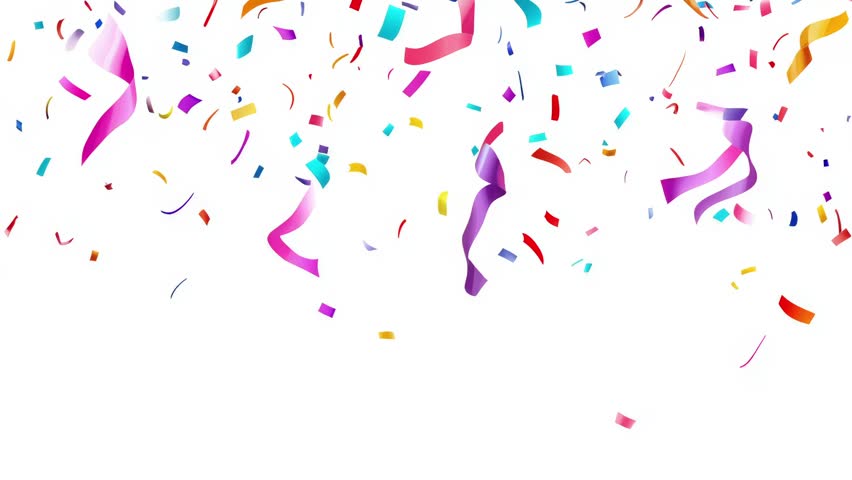 birthday celebration confetti, congratulations animated greeting background greenscreen rainbow red blue usa
