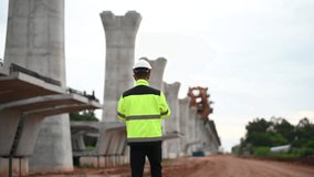 High-Speed Rail Bridge Construction, Engineers at Work on Motorway Construction Site, Planning and Problem Solving, Innovative Technology in Large-Scale Bridge Building - Powered by Shutterstock - Get 15% off with code: PIKWIZARD15