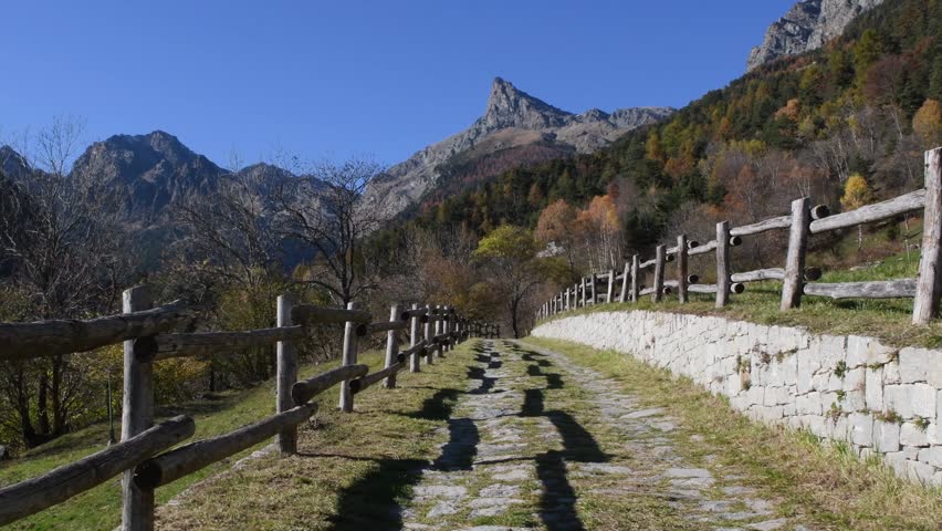Tourist starts a hike in Mount Avic Park, Champdepraz, Mountain, 