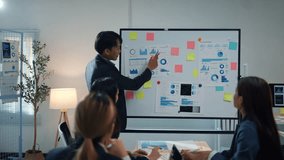Business team holds a meeting in the office, analyzing data presented on a whiteboard for strategic insights - Powered by Shutterstock - Get 15% off with code: PIKWIZARD15