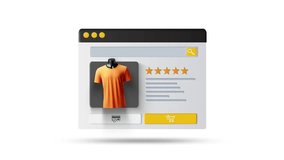 Online shopping and e-commerce application animation. T-shirt rating and adding to cart animation - Powered by Shutterstock - Get 15% off with code: PIKWIZARD15