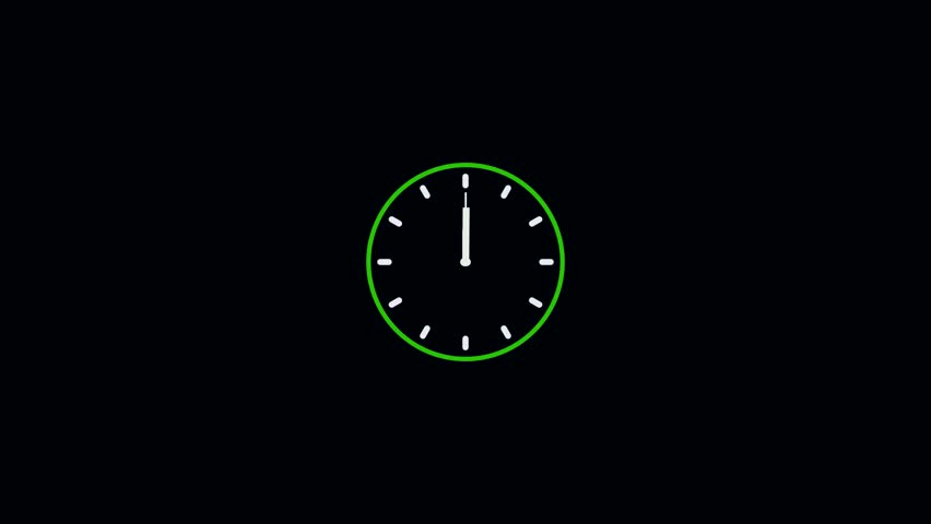 Animated clock with moving Clock Passing 12 Hours