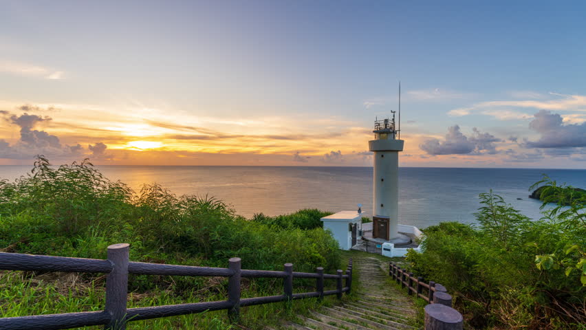 Hirakubozaki Lighthouse on Ishigaki Island, Okinawa, Japan.