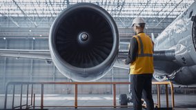 Airport Ground Crew Worker Near Aircraft Engine Inspecting Commercial Jet Aviation Safety - Powered by Shutterstock - Get 15% off with code: PIKWIZARD15
