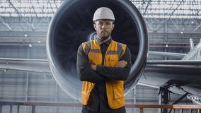 Aircraft Engineer Standing In Jet Engine Industrial Aviation Maintenance Worker Safety Professional - Powered by Shutterstock - Get 15% off with code: PIKWIZARD15
