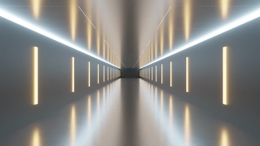 Futuristic Minimalist Corridor with Glowing Lights 4k 60 fps looping animation