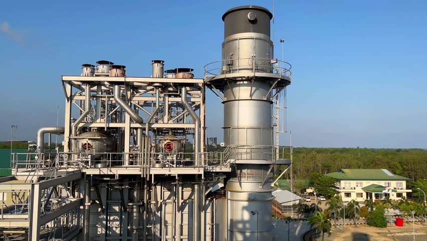 close up of heat recovery steam generator with high pressure drum and low pressure drum