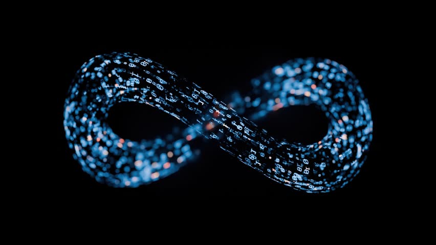 Binary Code loop on infinity symbol for technology background