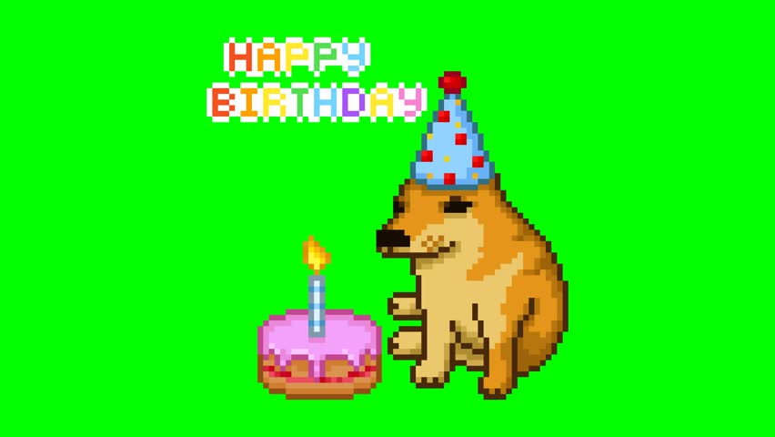 Happy birthday dog, ​​meme animation pixel art