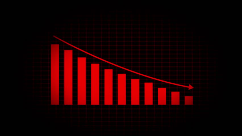 Animated down graph icon designed business or finance concept icon. Finance, Business Info graphic animation, Bar graph. business loss graph show chart.