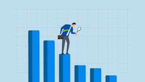 Business decline, 4k animation of Businessman examines decreasing bar graph and chart.  - Powered by Shutterstock - Get 15% off with code: PIKWIZARD15