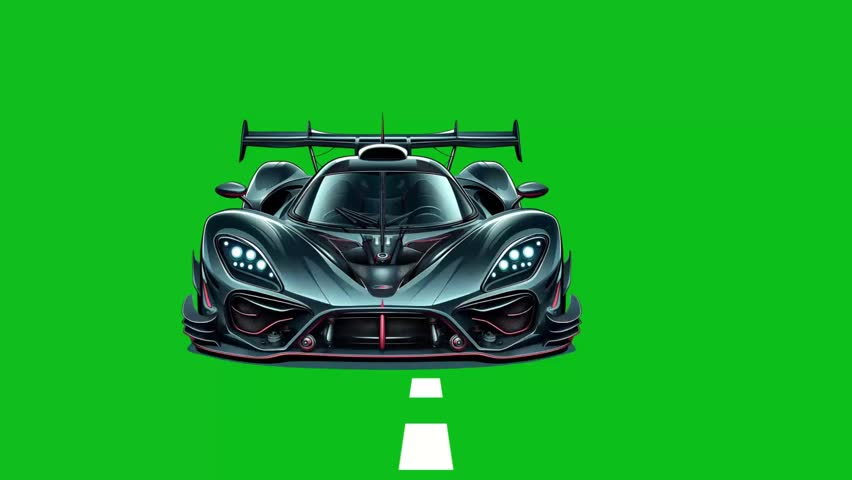 Aerodynamic Sports Car Animation on Green Screen Background