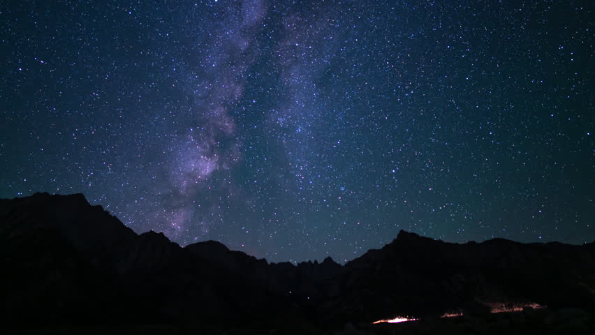 Delta Aquarids Meteor Shower and Milky Way Galaxy 24mm Southwest Sky Zoom In Mt Whitney Peaks Purple Sierra Nevada California USA