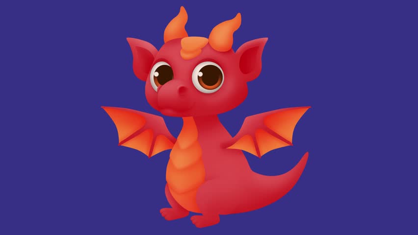 Cartoon cute Red Dragon. Minimal modern seamless motion design. Abstract loop animation