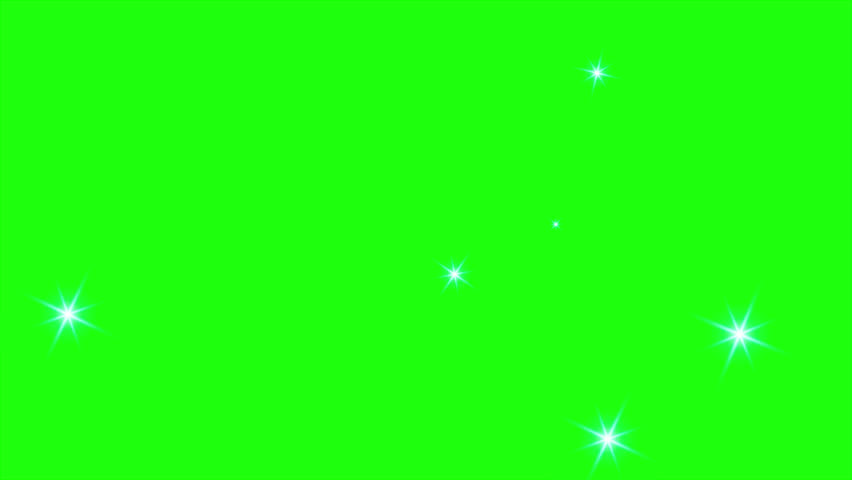 Glowing stars sparkle. Bokeh lights effect background. Sparkle particles shine animation effect. Glitter sparkle animated green screen