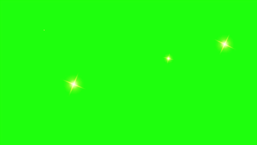 Glowing stars sparkle. Bokeh lights effect background. Sparkle particles shine animation effect. Glitter sparkle animated green screen