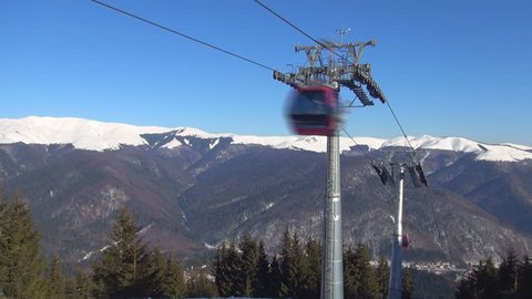 People in Alps Ski Lift, Alpine Cable Car, Winter Sports, Tourists Skiing, Timelapse, Time Lapse