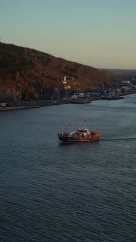 A Small Cargo ship at the Harbour of St. John
