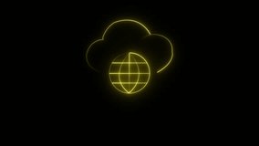 Neon line cloud with globe like global data. animation on black background.	 - Powered by Shutterstock - Get 15% off with code: PIKWIZARD15