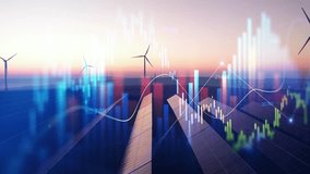 Increase in electricity prices on the world market. Green energy in full development.Investment finance chart,stock market business and exchange financial growth graph.	 - Powered by Shutterstock - Get 15% off with code: PIKWIZARD15