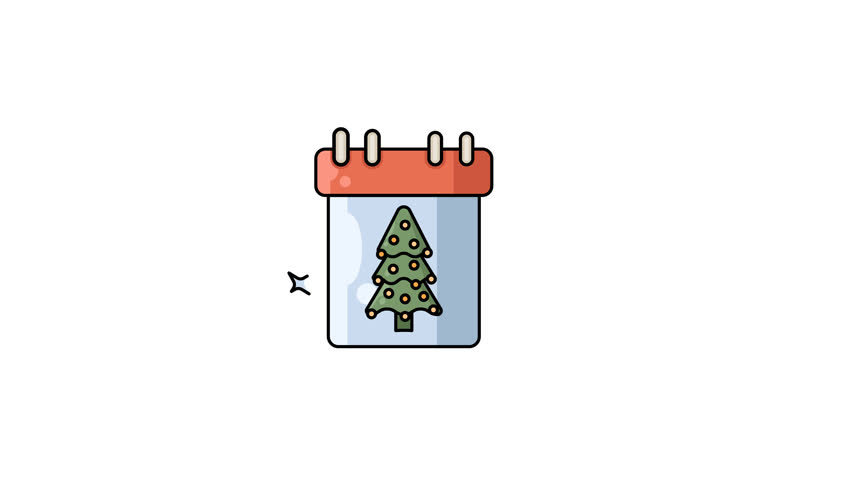 christmas pine tree calendar animation icon illustration motion graphic design, simple icon winter symbol animated with alpha channel and loopable element