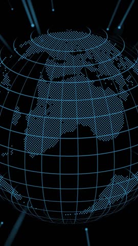 Bluew colour all the subject Earth with Internet Connectivity Mobile Vertical Video