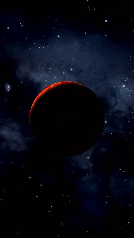 Venus planet in dark space with stars 4K vertical animation
