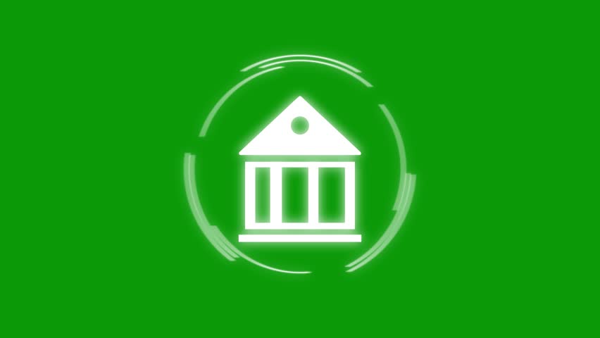 Bank icon. Bank Building Icon Isolated. simple bank icon. real estate price icon on green background.