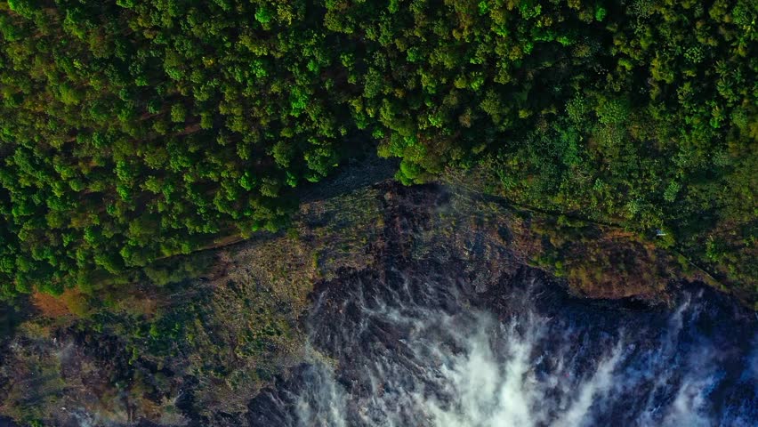 Aerial drone shot over a forest in Texas, revealing a burning area with thick smoke rising, fire raging, sunny day