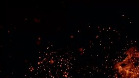 Floating glowing sparks in dark background with warm golden light particles. Firefly ambiance concept - Powered by Shutterstock - Get 15% off with code: PIKWIZARD15