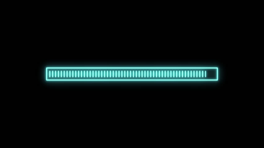 Loading bar animation. Glowing neon loading bar animation. Loading progress bar animation. Transparent background with alpha channel