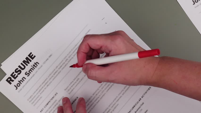 Fake mock CV (curriculum vitae) for John Smith, rejected by HR as not the right candidate. Concept of job search, hiring mismatch, recruitment process, and rejection. 