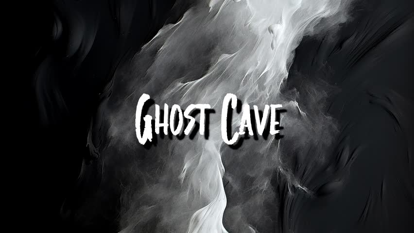 Ghost Cave Happy Halloween Phrase Grunge Animated Text Typography On Smoky Background