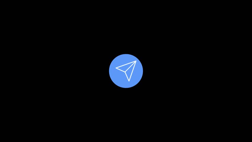 Telegram social media icon: Rounded and vibrant style reveal animation with black background