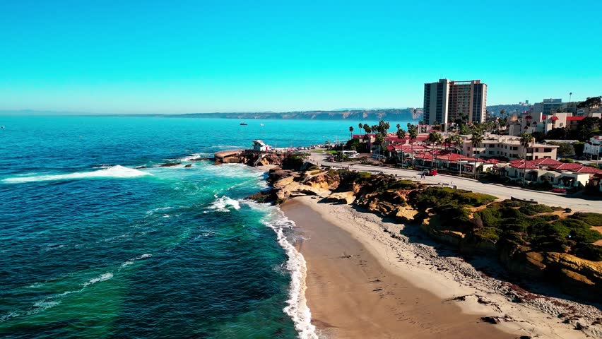 A Day in La Jolla: Drone Shots of Sun, Sand, and Surf near San Diego Ca California.