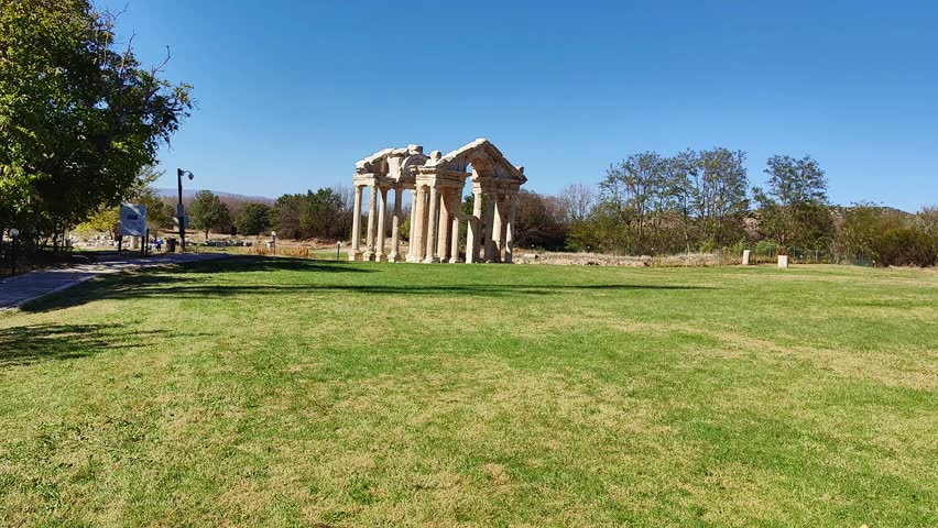 The ruins of Aphrodisias Ancient city (Afrodisias) in Turkey. The city was named after Aphrodite, the Greek goddess of love. The old ruins of the stadium.
