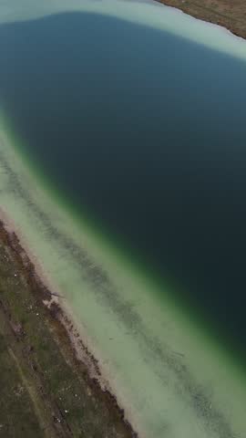 Vrazje jezero - Devils Lake- a glacial reservoir in Durmitor National Park, Montenegro country. Aerial top view from drone. Calm autumn landscape scene