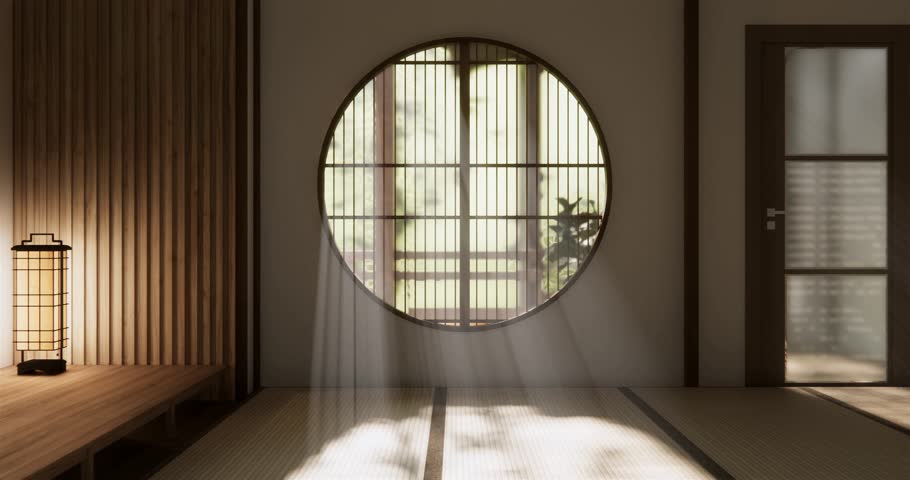 Interior, Empty room and tatami mat floor room modern style. 3D rendering