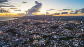 Nago, Okinawa, Japan downtown skyline at sunset. - Powered by Shutterstock - Get 15% off with code: PIKWIZARD15