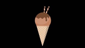 Sweet ice cream animation. Ice cream cone animation. Ice cream cone with chocolate topping. Transparent background with alpha channel - Powered by Shutterstock - Get 15% off with code: PIKWIZARD15