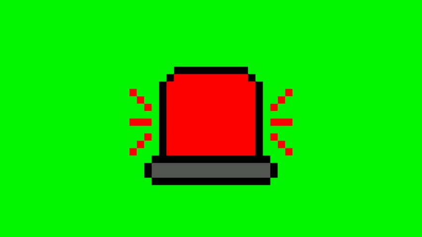 looping pixel animation red siren on green screen