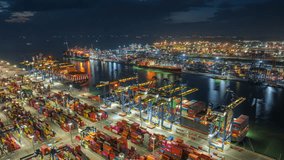 Large cargo ships parked at a large export warehouse in an industrial area. Future transportation innovation on a global network. Container distribution network, shipping, online ordering worldwide. - Powered by Shutterstock - Get 15% off with code: PIKWIZARD15